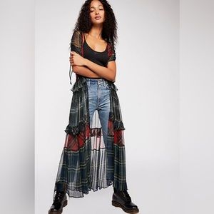 Free People Capulet Mixed Plaid Kimono Vest